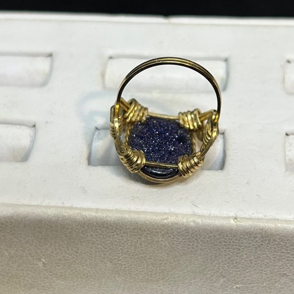 Vintage Gold Filled Wire Wrapped Purple Sun Star Stone Ring Size 6 (R230) - Picture 5 of 5